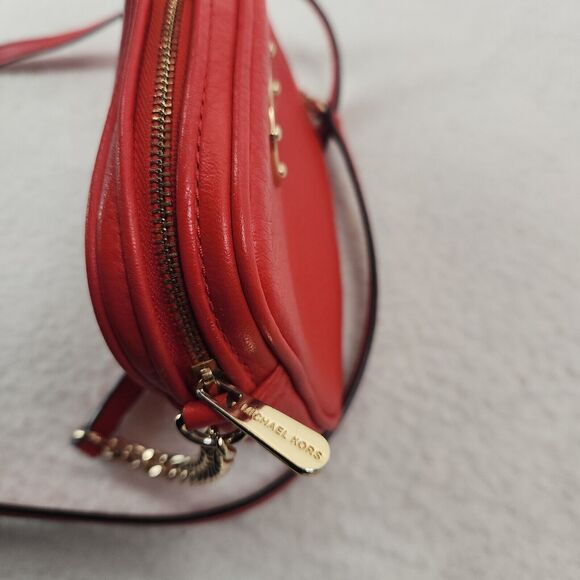 Michael Kors Hamilton Red Crossbody Bag Gold Chain Hardware Small Size Chic - Picture 8 of 9